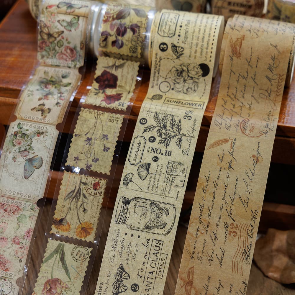 Vintage Stamps Time Manuscripts Washi Tape