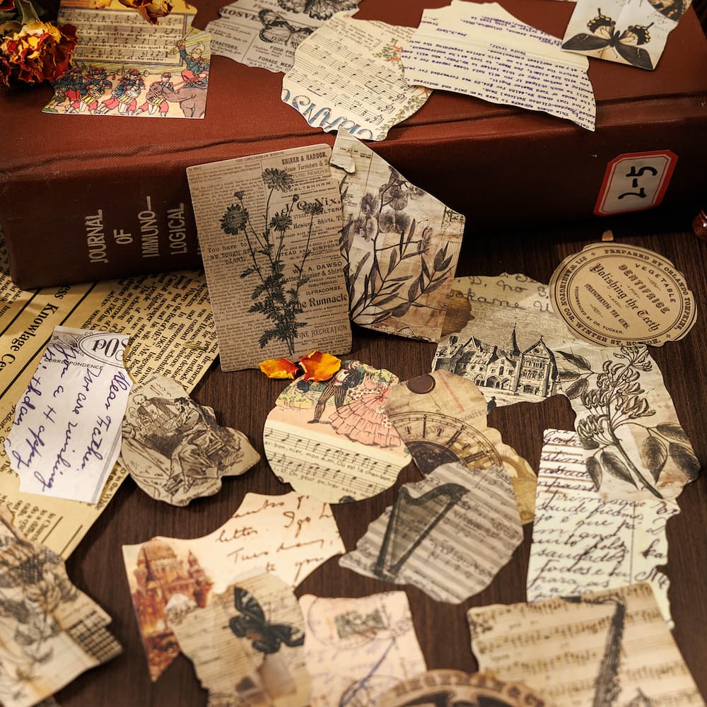 Autocollants en papier de forme spéciale pour journal de bord de style vintage