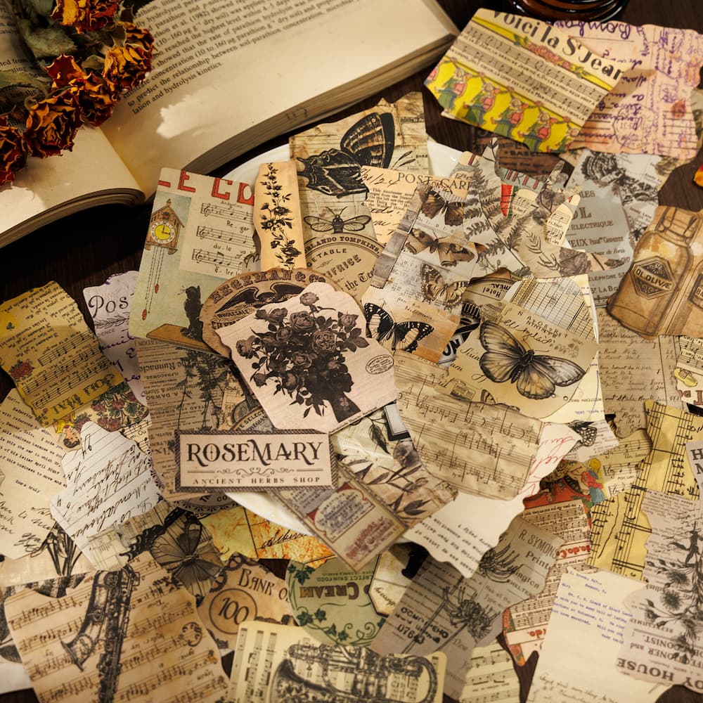 Autocollants en papier de forme spéciale pour journal de bord de style vintage