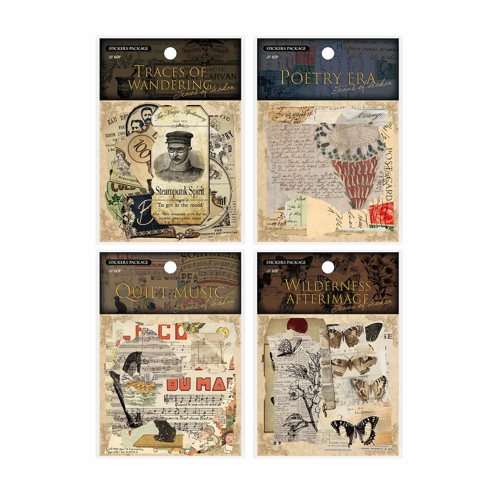 Autocollants en papier de forme spéciale pour journal de bord de style vintage