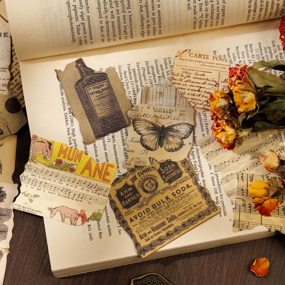 Autocollants en papier de forme spéciale pour journal de bord de style vintage