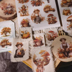 Autocollants vintage pour Thanksgiving | Récolte d'automne et citrouille
