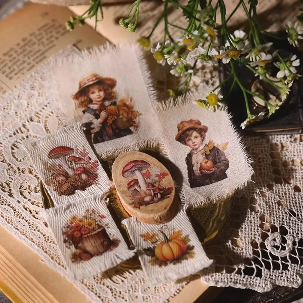 Vintage Thanksgiving Rub-On Stickers | Autumn Harvest & Pumpkin