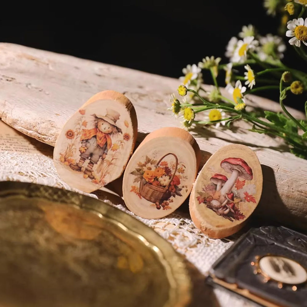 Vintage Thanksgiving Rub-On Stickers | Autumn Harvest & Pumpkin