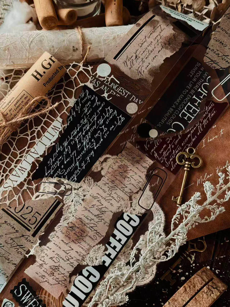 Vintage Washi-Tape aus zerrissenem Papier | Text-Collage-Junk-Journal-Tape