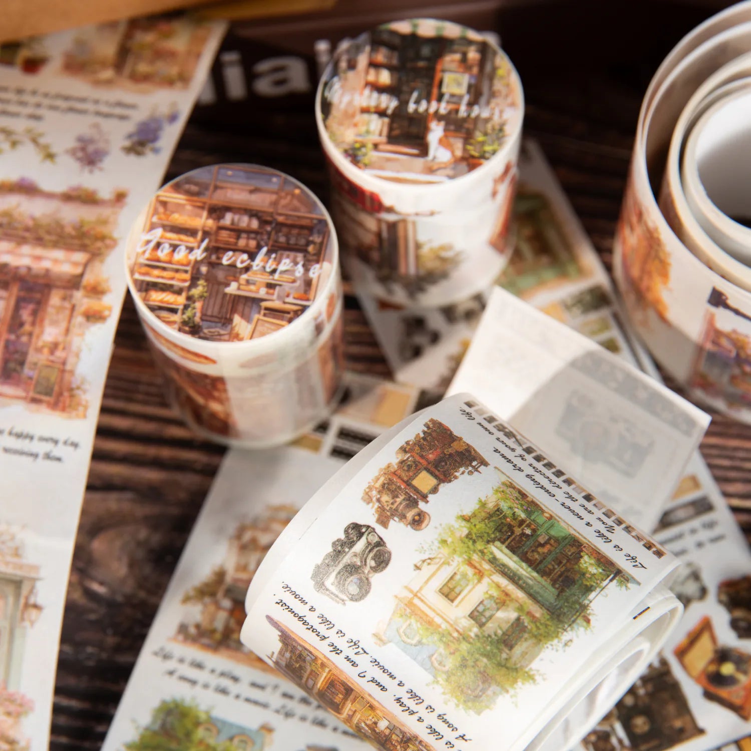 Vintage Washi Tape | Cozy Bakery & Bookshop Decorative Tape