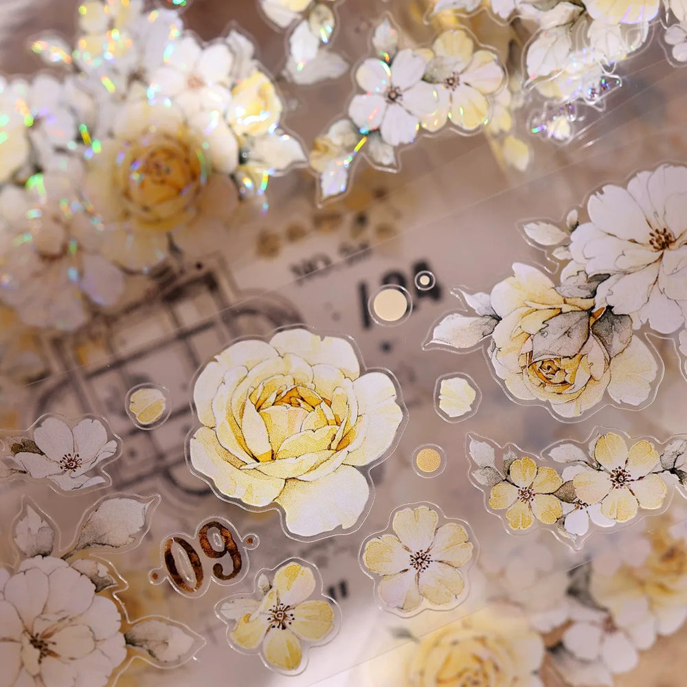 Vintage Yellow Rose Floral Washi & PET Tape