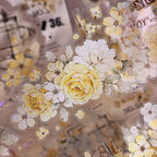 Vintage Yellow Rose Floral Washi & PET Tape