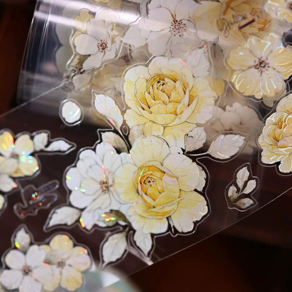 Vintage Yellow Rose Floral Washi & PET Tape