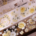 Vintage Yellow Rose Floral Washi & PET Tape