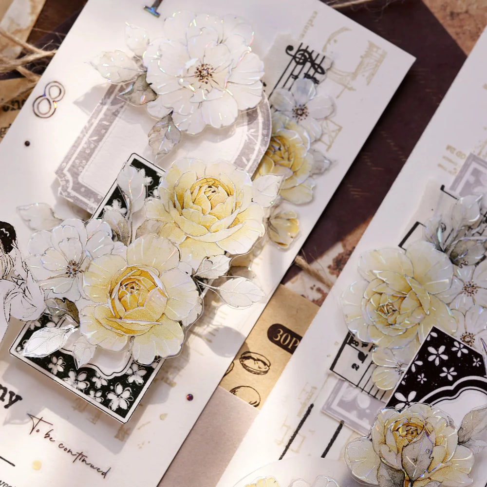 Vintage Yellow Rose Floral Washi & PET Tape