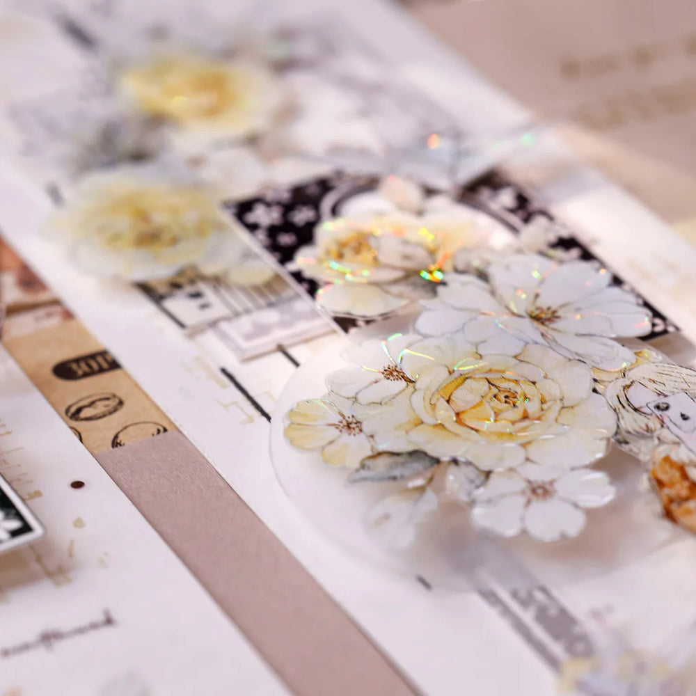Vintage Yellow Rose Floral Washi & PET Tape