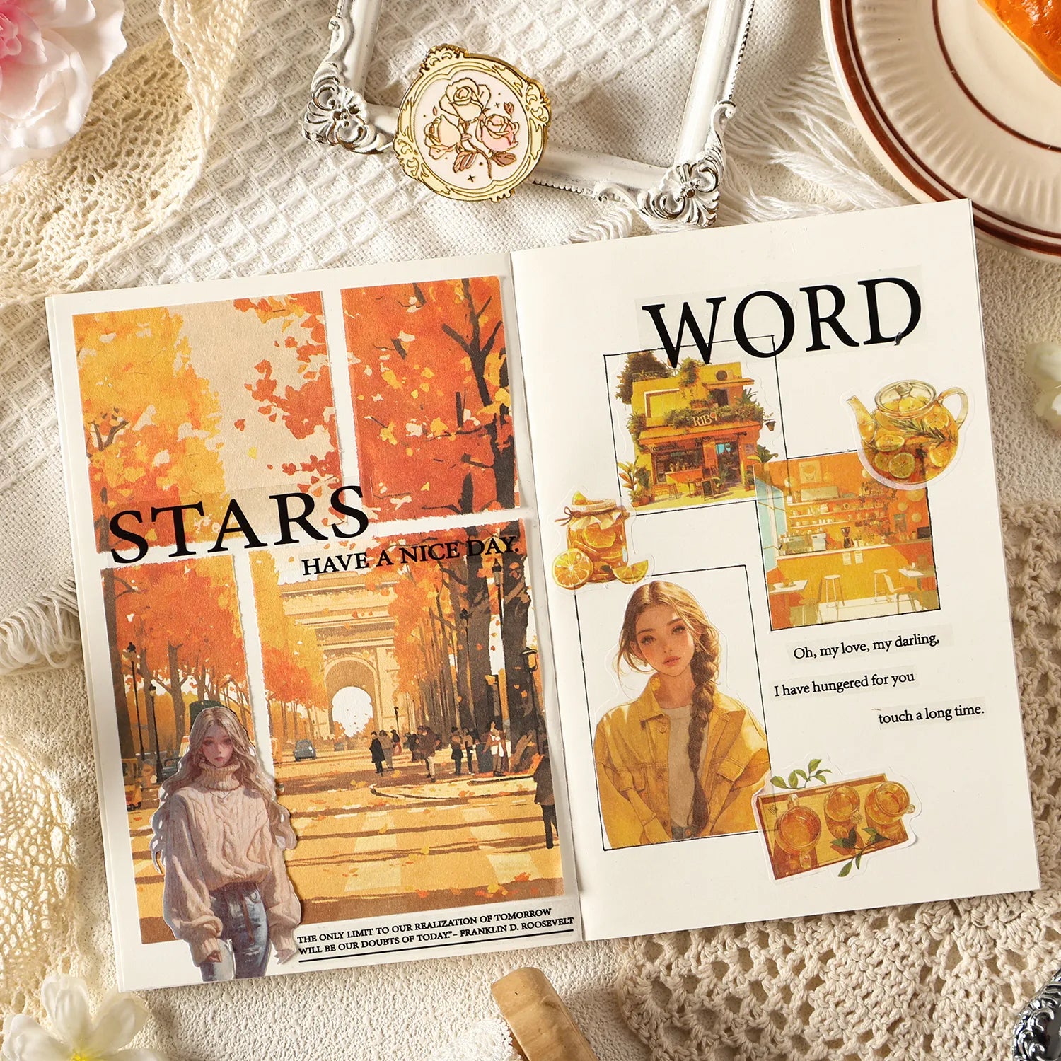 Livre d'autocollants Washi vintage pour scrapbooking