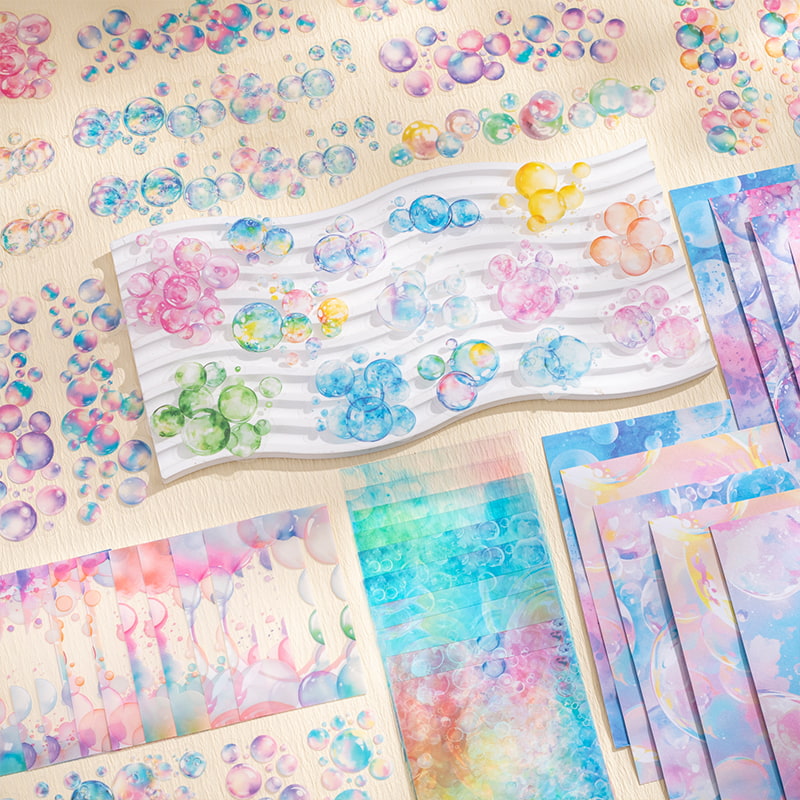 Watercolor Heals Daily Life Sticker Pack – PET & Washi Paper