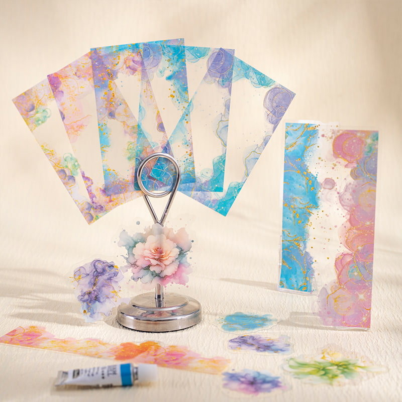 Watercolor Heals Daily Life Sticker Pack – PET & Washi Paper