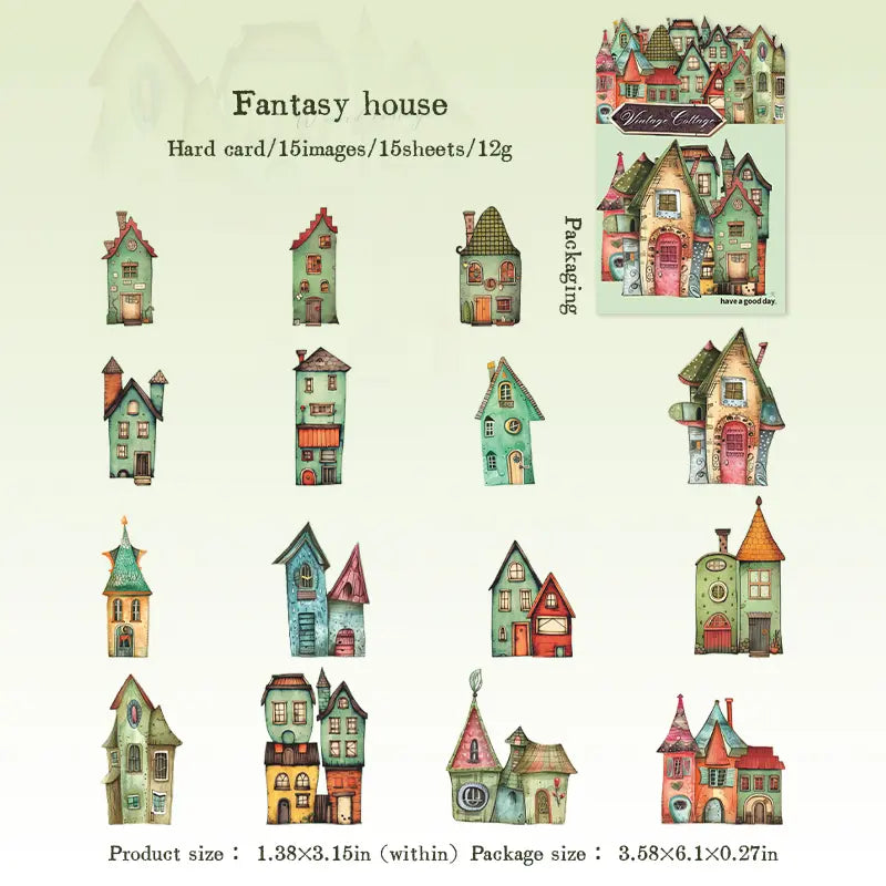 Whimsical House DIY Stickers | Self-Adhesive Hard Cardstock Fantasy Cottage Set
