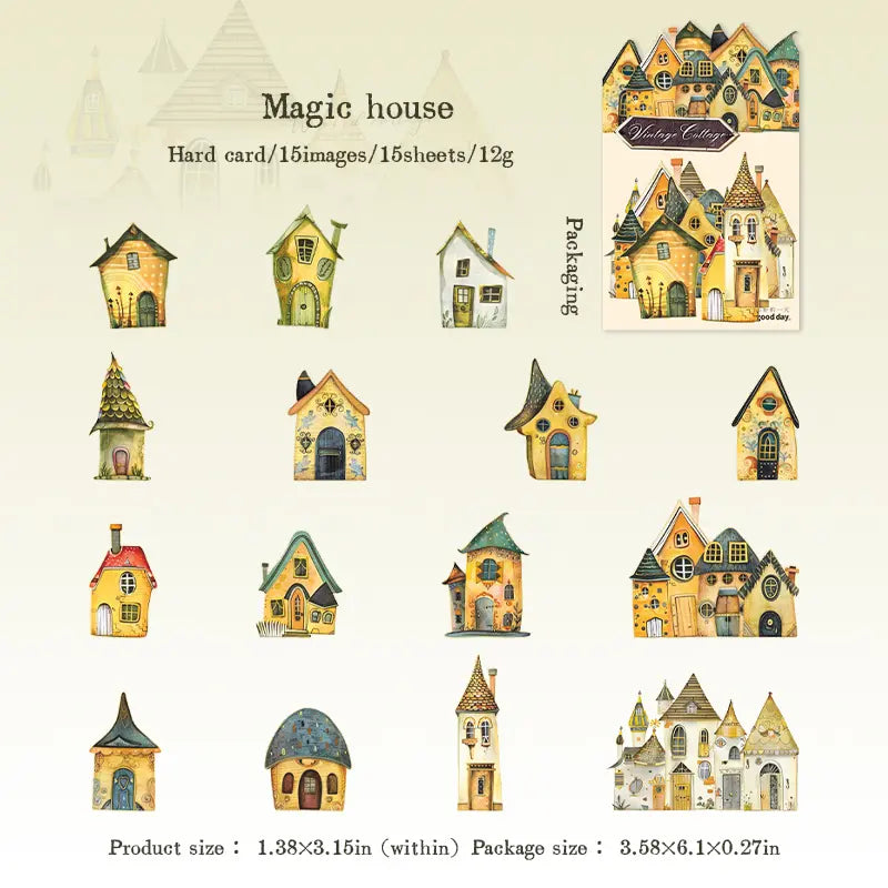 Whimsical House DIY Stickers | Self-Adhesive Hard Cardstock Fantasy Cottage Set