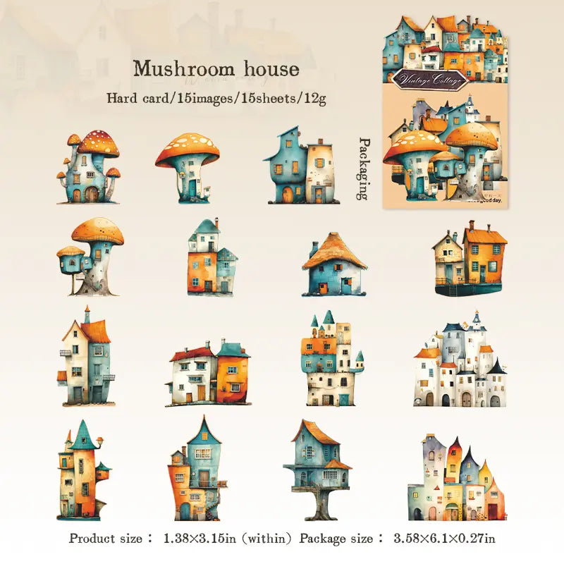 Whimsical House DIY Stickers | Self-Adhesive Hard Cardstock Fantasy Cottage Set