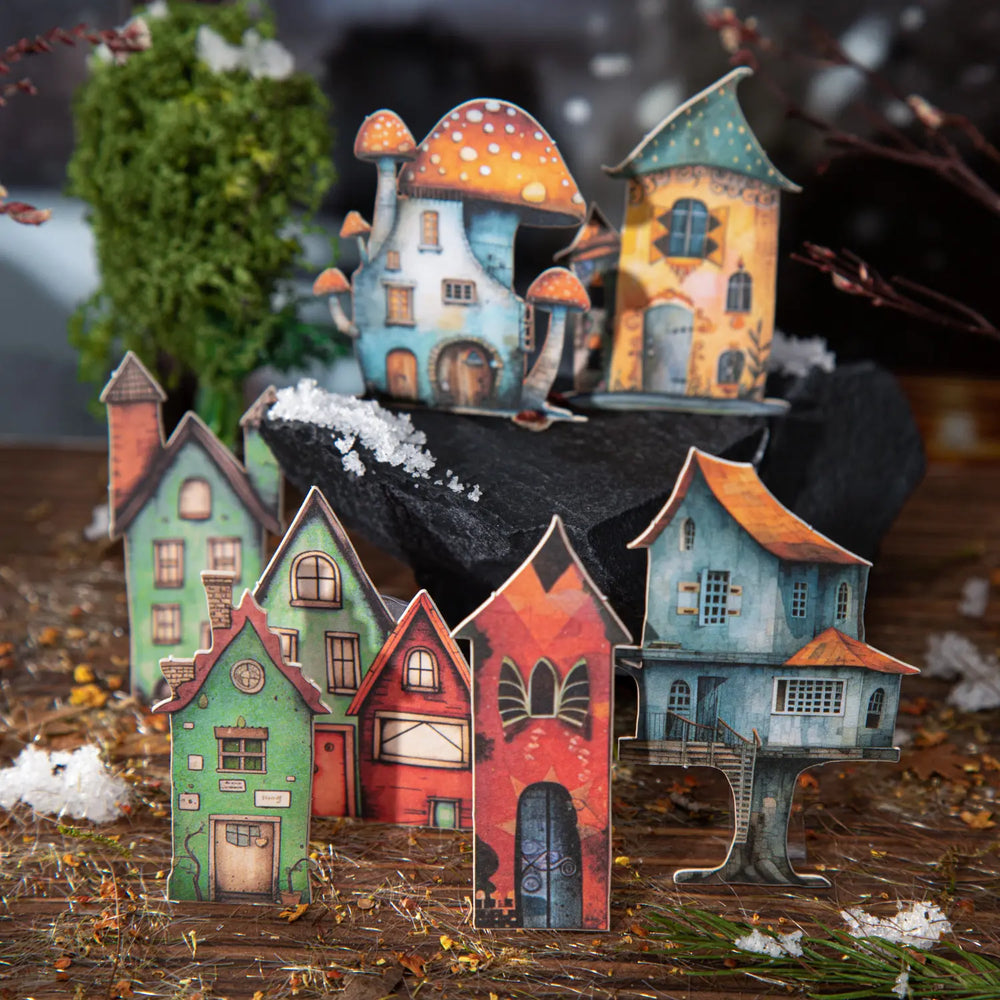 Whimsical House DIY Stickers | Self-Adhesive Hard Cardstock Fantasy Cottage Set