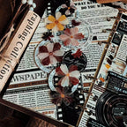 Wide Vintage Text PET Washi Tape | Retro Typography Background Tape