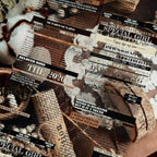 Wide Vintage Text PET Washi Tape | Retro Typography Background Tape