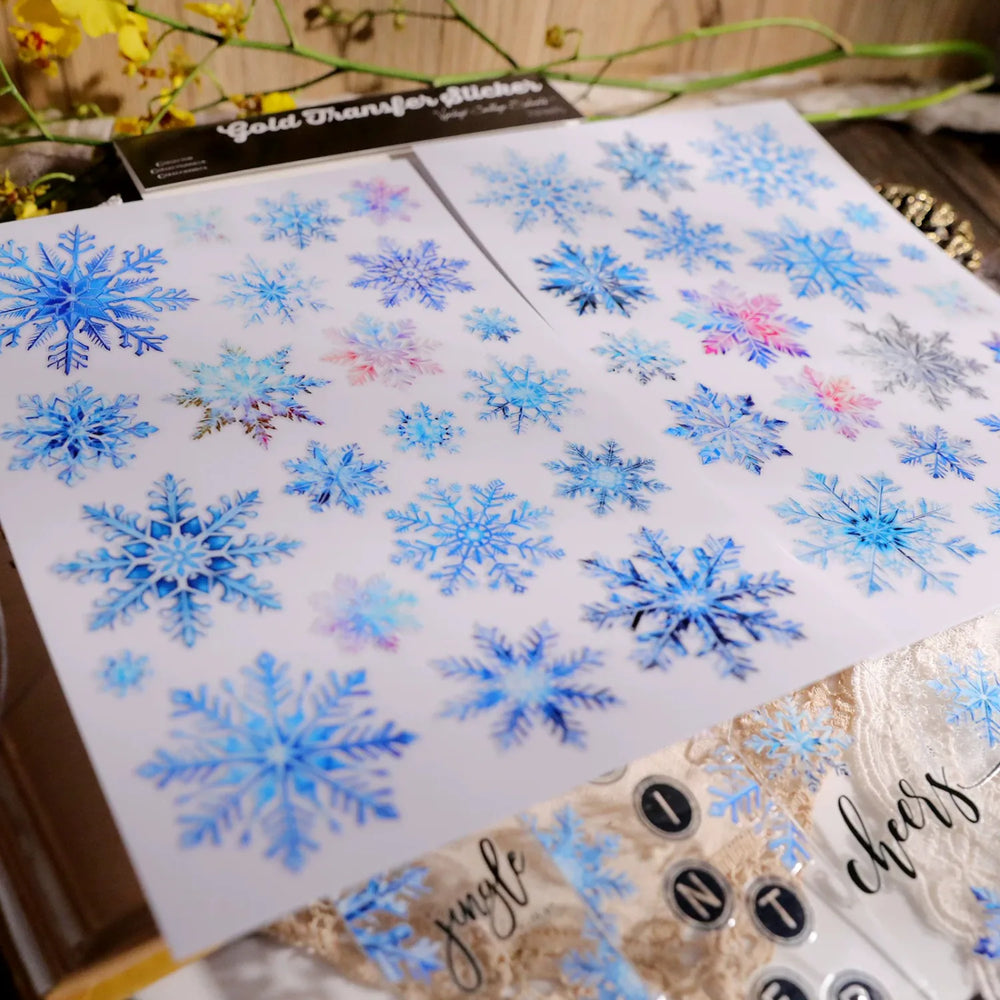 Winterblaue Schneeflocken-Kristall-Transfer-Sticker