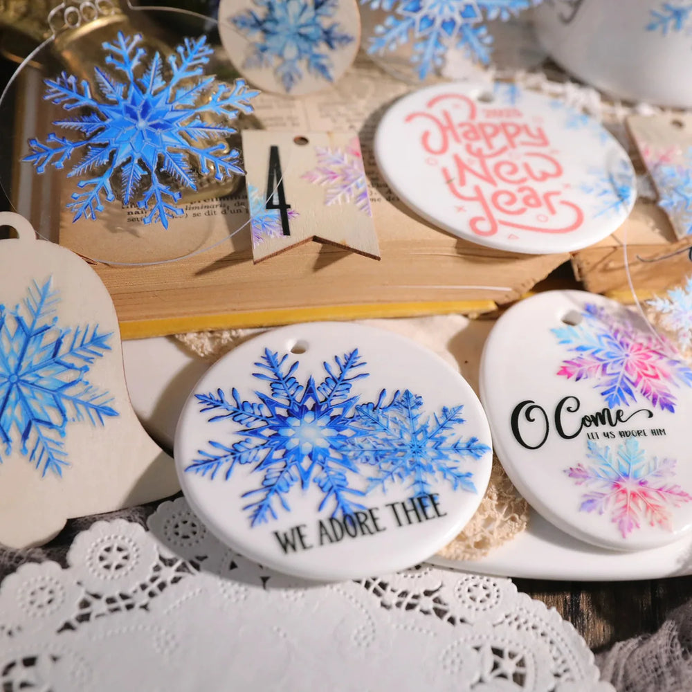 Winterblaue Schneeflocken-Kristall-Transfer-Sticker