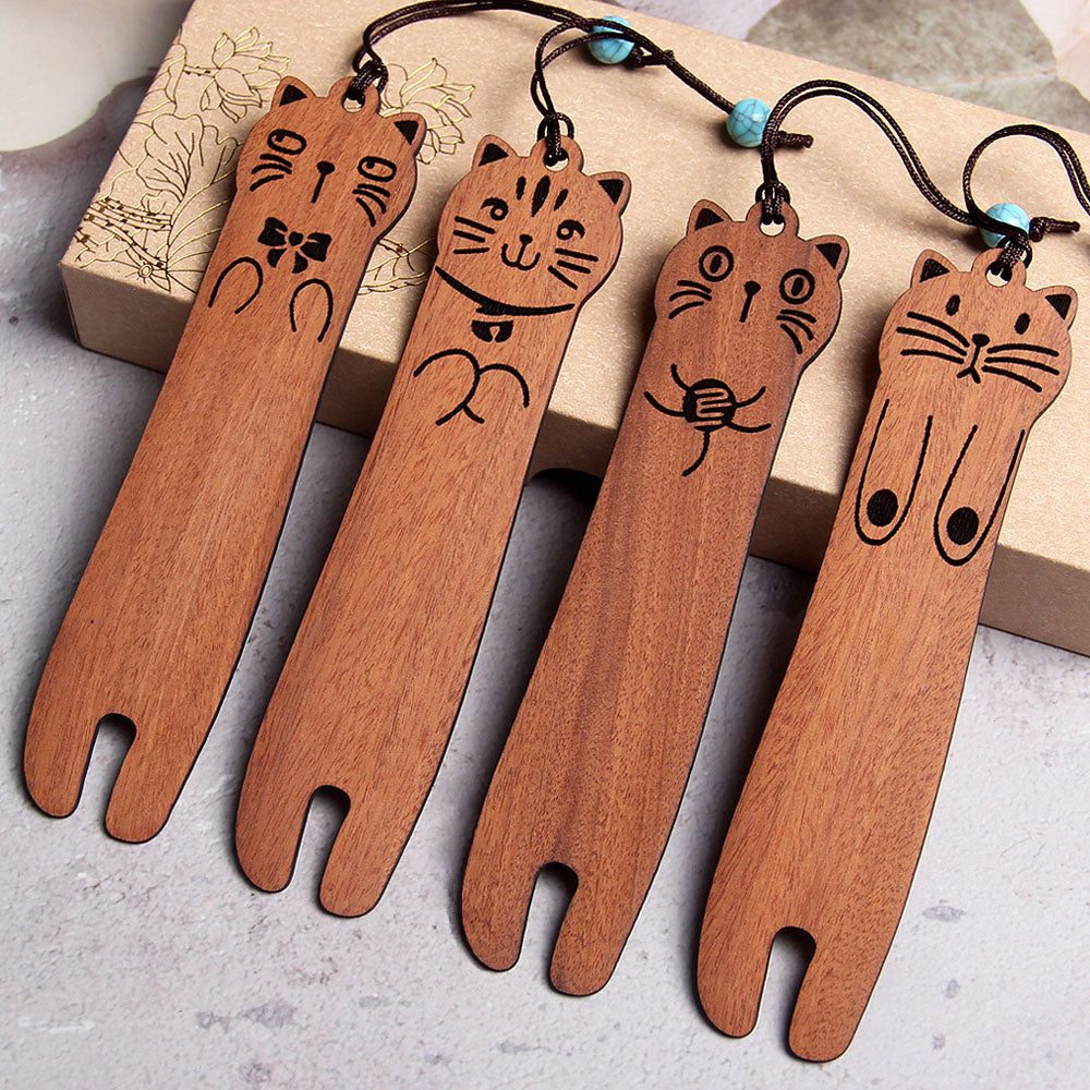 Marque-page chat en bois Marque-pages animaux mignons