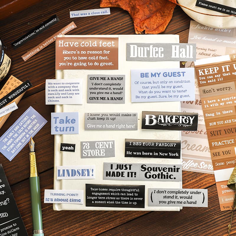 スクラップブッキングやジャンクジャーナル用の単語ステッカー