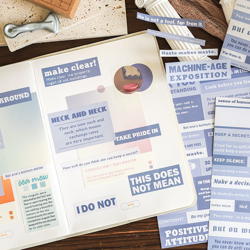 スクラップブッキングやジャンクジャーナル用の単語ステッカー